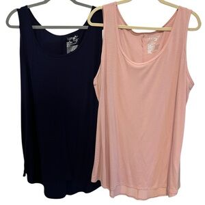 Terra & Sky 2 Tops Pink & Navy Tunic Tanks Sz 1X
